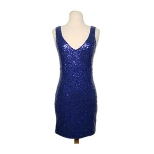 Fashion Nova Mini Prom Dresses Sequins Sparkle Blue Mini Dress